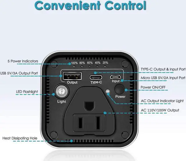 Alt view image 5 of 7 - AC Outlet Portable Laptop Power Bank, Universal 116Wh/31200mAh 100W Travel Laptop Charger, External Battery Pack for MacBook, Acer, HP, Samsung, Dell, ASUS, Lenovo, Notebook, Black