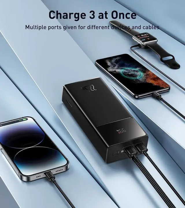 Alt view image 4 of 7 - Baseus 30000mAh Portable Charger, 22.5W Power Bank Fast Charging Battery Pack with 2 USB-A, 1 USB-C and 1 Micro USB Ports Compatible with iPhone, iPad, AirPods, Switch, Samsung Devices, and More