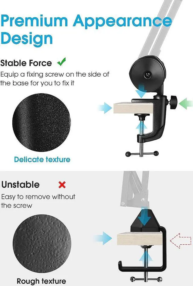 Alt view image 5 of 7 - Microphone Arm Stand Adjustable Suspension Boom Scissor Arm Stand Upgraded Heavy Duty Microphone Stand with 5 Ties for Blue Yeti, Snowball, and Blue Yeti Nano - Medium
