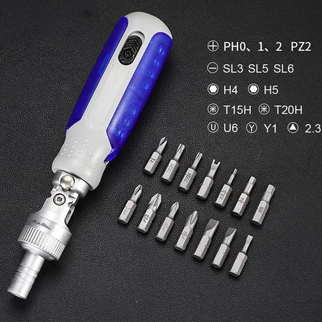 Alt view image 4 of 7 - Ratchet Screwdriver Set 14 in 1 Ratchet and Adjustable Rotary Angle Screwdriver Set, Multifunctional Magnetic Screwdriver Professional Screwdriver Repair Tool Set for DIY, Home, Repair Work