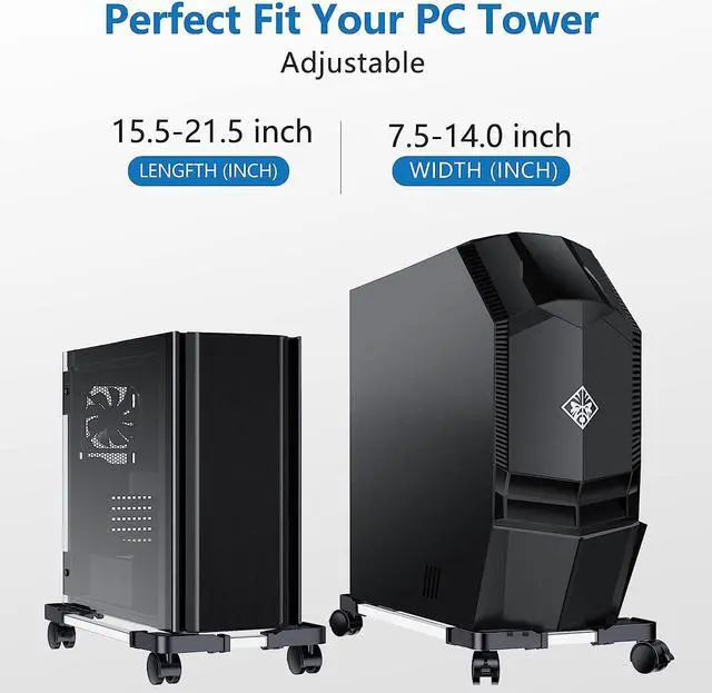 Alt view image 3 of 7 - Computer Tower Stand - Adjustable PC Stand for Most Desktop Towers - Elevate and Organize Your Computer Tower with Desktop Stand - Mobile CPU Stand PC Holder PC Cart PC Riser for Gamers and Students