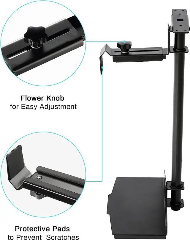 Alt view image 6 of 7 - CPU Holder Under Desk Mount, Computer Tower Holder 360° Swivel Height & Width Adjustable, Holds up to 44 lbs, Fits Most Computer Tower, Black