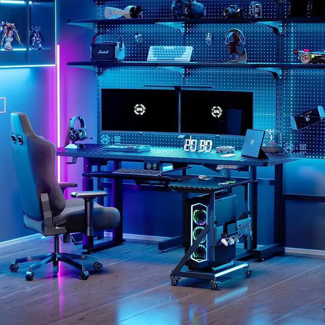 Alt view image 3 of 7 - Height Adjustable Computer Tower Cart Stand, Mobile PC Laptop Standing Table, Printer Stand with Lockable Rolling Caster for Office Home