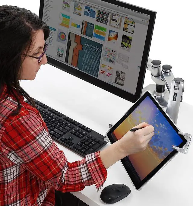 Alt view image 7 of 7 - Ergotron  Lockable Tablet Mount  for Notebook and Tablet Screens up to 13 Inches  Add-on for VESA Monitor Arms
