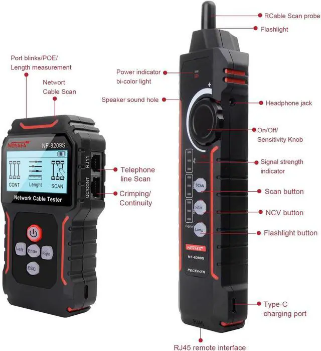 Alt view image 2 of 6 - Upgrade Advanced Network Cable Tester with PoE& NCV,Cable Length Test,Port Flashing,Multifunction Anti Interference Scanning Modes Wire Tracker
