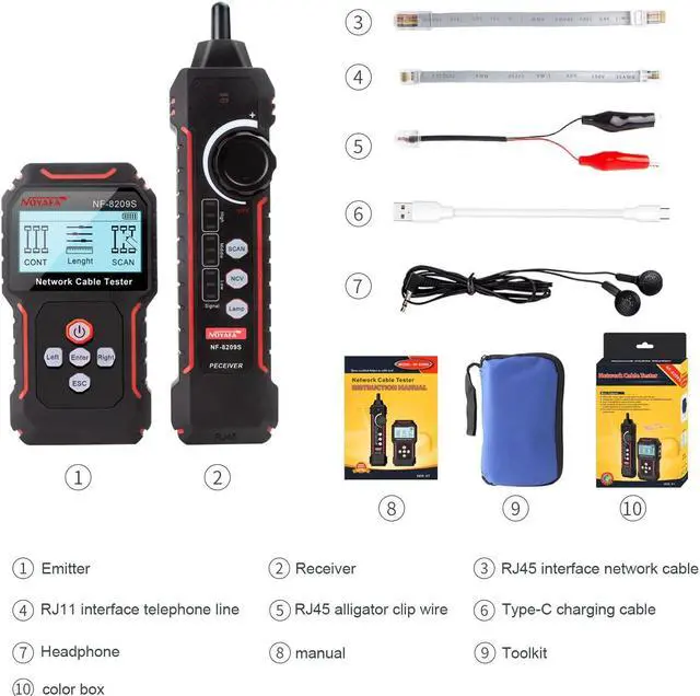 Alt view image 4 of 6 - Upgrade Advanced Network Cable Tester with PoE& NCV,Cable Length Test,Port Flashing,Multifunction Anti Interference Scanning Modes Wire Tracker