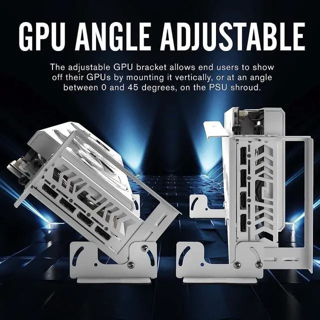 Alt view image 6 of 7 - PCIe 4.0 GPU Mount Bracket Graphic Card Holder Multi-Angle Adjustment, Video Card VGA Support Kit with PCIe 4.0 X16 Gen4 17cm/6.69in Riser Cable - White