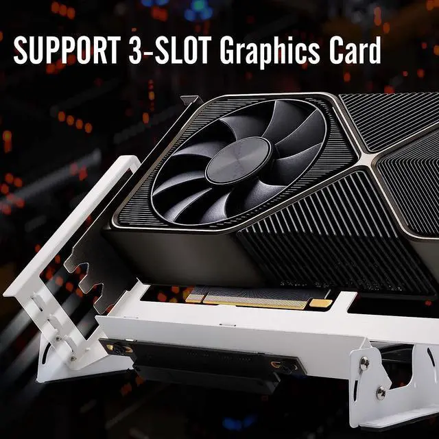 Alt view image 2 of 7 - PCIe 4.0 GPU Mount Bracket Graphic Card Holder Multi-Angle Adjustment, Video Card VGA Support Kit with PCIe 4.0 X16 Gen4 17cm/6.69in Riser Cable - White