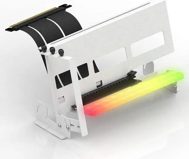 Main image of PCIe 4.0 GPU Mount Bracket with ARGB LED Module, Multi-Angle Adjustment with Riser Cable, Compatible to RTX4090, 4080, 4070ti- White