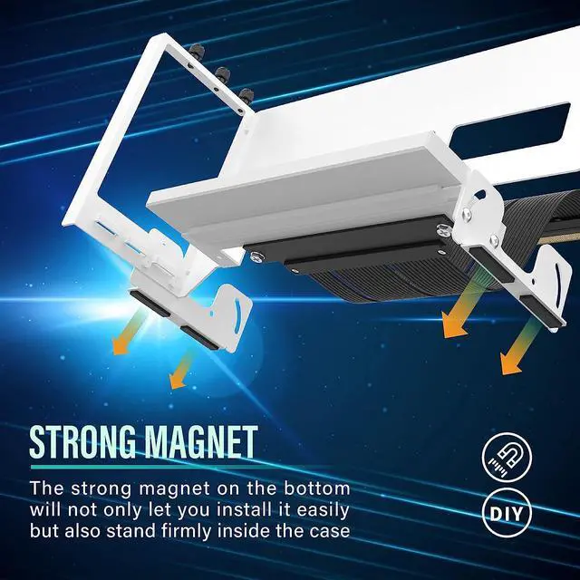 Alt view image 5 of 7 - PCIe 4.0 GPU Mount Bracket with ARGB LED Module, Multi-Angle Adjustment with Riser Cable, Compatible to RTX4090, 4080, 4070ti- White