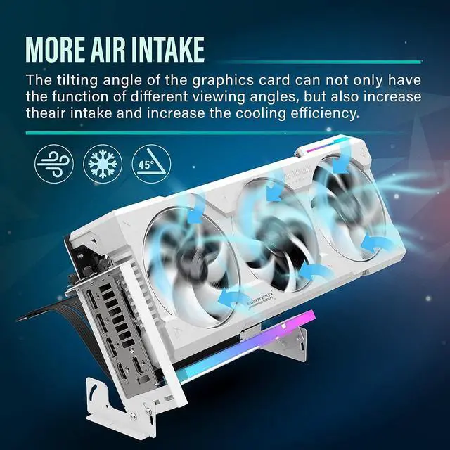 Alt view image 6 of 7 - PCIe 4.0 GPU Mount Bracket with ARGB LED Module, Multi-Angle Adjustment with Riser Cable, Compatible to RTX4090, 4080, 4070ti- White