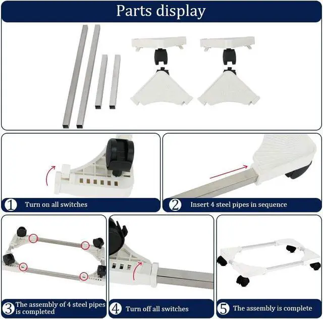 Alt view image 6 of 6 - Computer Tower Stand - Adjustable PC Stand for Most Desktop Towers -  Mobile CPU Stand PC Holder PC Cart PC Riser for Gamers and Students - White