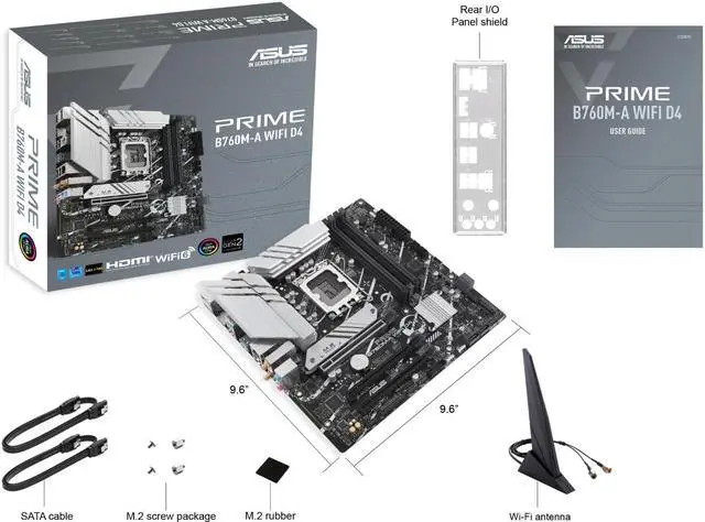 Alt view image 5 of 5 - ASUS PRIME B760M-A WIFI D4 (LGA 1700) mATX motherboard, PCIe 4.0, two M.2 slots, Realtek 2.5Gb Ethernet, Wi-Fi 6, DP/HDMI, SATA 6 Gbps, rear USB 3.2 Gen 2, front USB 3.2 Gen 1 Type-C, Aura Sync