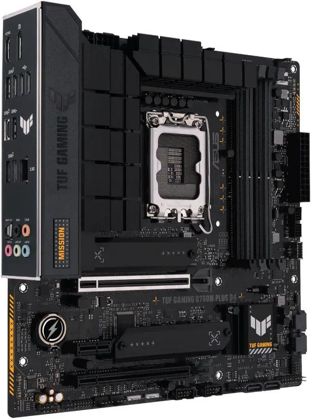 Alt view image 2 of 5 - ASUS TUF GAMING B760M-PLUS D4 Intel B760 (13th and 12th Gen) LGA 1700 mATX motherboard, PCIe 5.0, 2x 4.0 M.2 slots, DDR4, Realtek 2.5Gb Ethernet, DisplayPort, HDMI, SATA 6 Gbps, USB 3.2 Gen 2x2 Type-C