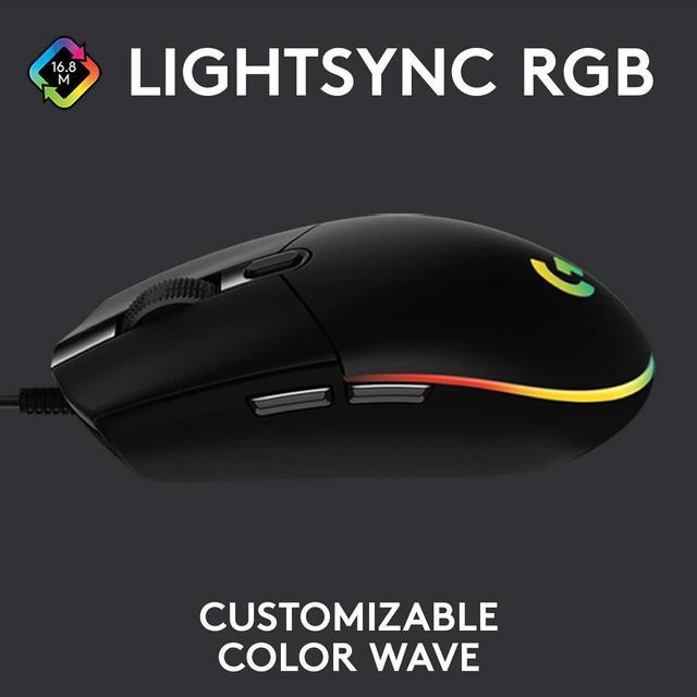 Alt view image 2 of 6 - Logitech G102 Light Sync Gaming Wired Mouse with Customizable RGB Lighting, 6 Programmable Buttons, Gaming Grade Sensor, 8 k dpi Tracking,16.8mn Color, Light Weight (Black)