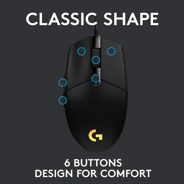 Alt view image 4 of 6 - Logitech G102 Light Sync Gaming Wired Mouse with Customizable RGB Lighting, 6 Programmable Buttons, Gaming Grade Sensor, 8 k dpi Tracking,16.8mn Color, Light Weight (Black)
