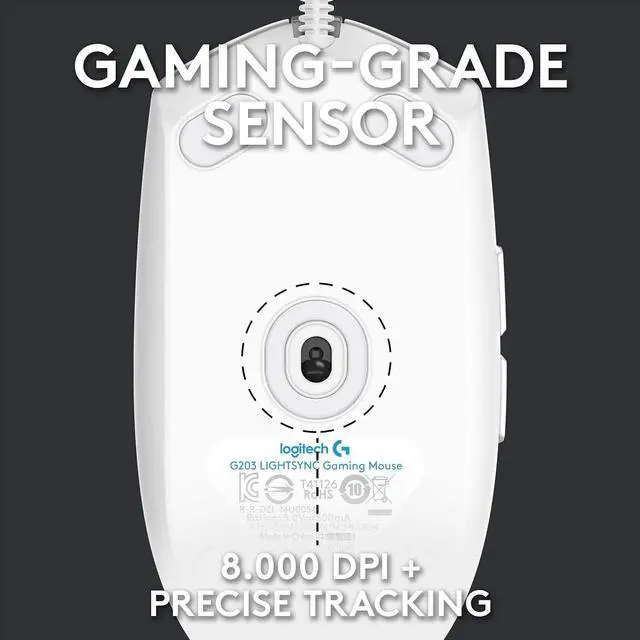 Alt view image 3 of 5 - Logitech G102 Light Sync Gaming Wired Mouse with Customizable RGB Lighting, 6 Programmable Buttons, Gaming Grade Sensor, 8 k dpi Tracking,16.8mn Color, Light Weight (White)