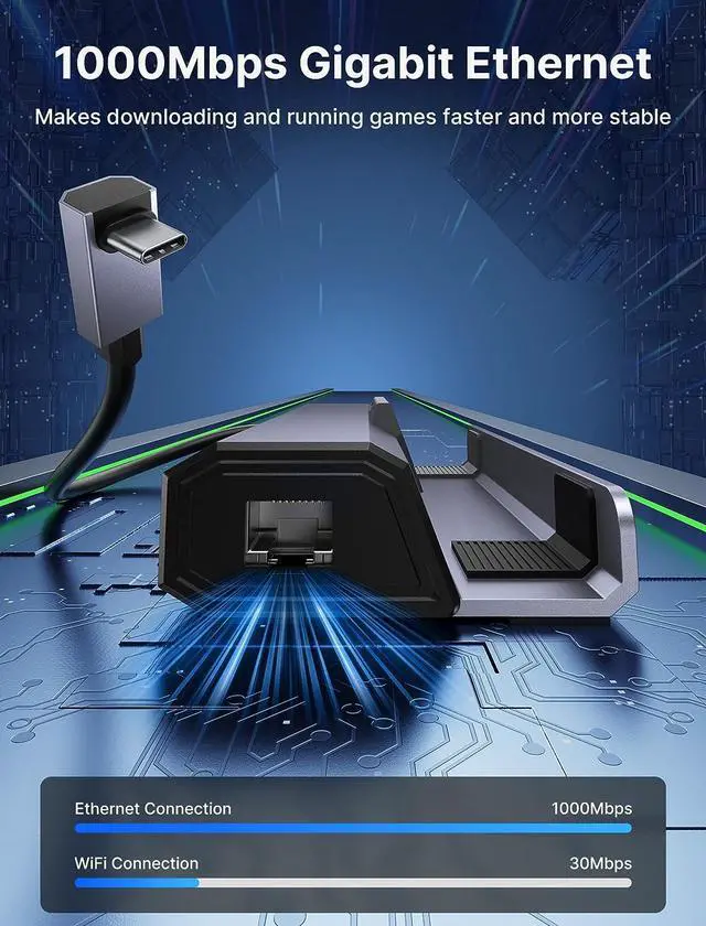 Alt view image 5 of 7 - Docking Station for Steam Deck, 7-in-1 Steam Deck Dock with HDMI 4K@60Hz, DisplayPort, Gigabit Ethernet,3 USB-A 3.0 and USB-C Charging Port w/ 8K HDMI Cable 2.1 6FT, 48Gbps 8K&4K Ultra High Speed Cord