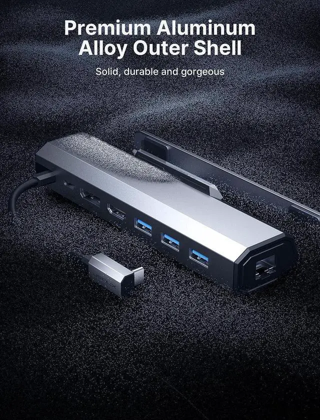 Alt view image 7 of 7 - Docking Station for Steam Deck, 7-in-1 Steam Deck Dock with HDMI 4K@60Hz, DisplayPort, Gigabit Ethernet,3 USB-A 3.0 and USB-C Charging Port w/ 8K HDMI Cable 2.1 6FT, 48Gbps 8K&4K Ultra High Speed Cord