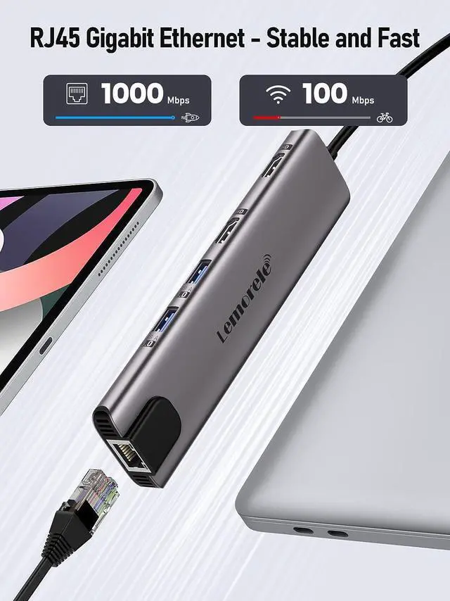 Alt view image 4 of 7 - 11 in 1 USB C Laptop Docking Station Dual Monitor Hub Adapter w/ 2 HDMI 4K, 100W PD, Ethernet, SD/TF, 2 USB 3.0, 2 USB 2.0, USB C 3.0 Data, for MacBook Pro/Air, (Thunderbolt 3) Typc C Laptop