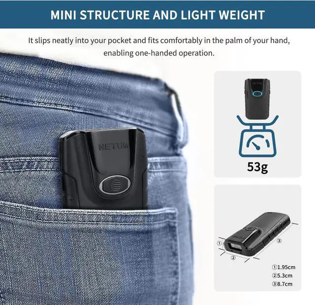 Alt view image 7 of 7 - Bluetooth 2D Barcode Scanner, 3-in-1 Small Portable QR Bar Code Reader Automatic Wireless Gun Scan Back Clip Work with Tablet iOS Android Windows MacOS for Warehouse Inventory POS