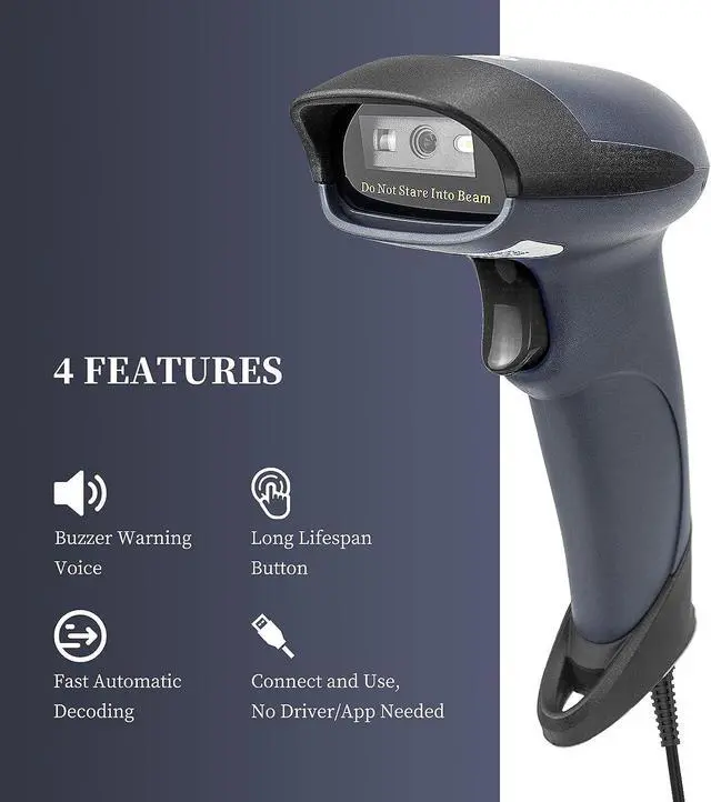 Alt view image 2 of 6 - NETUM USB Barcode Scanner with Stand Wired Handheld Bar Code Reader 1D CCD Scanner Gun for Supermarket, Convenience Store, Warehouse -M3S