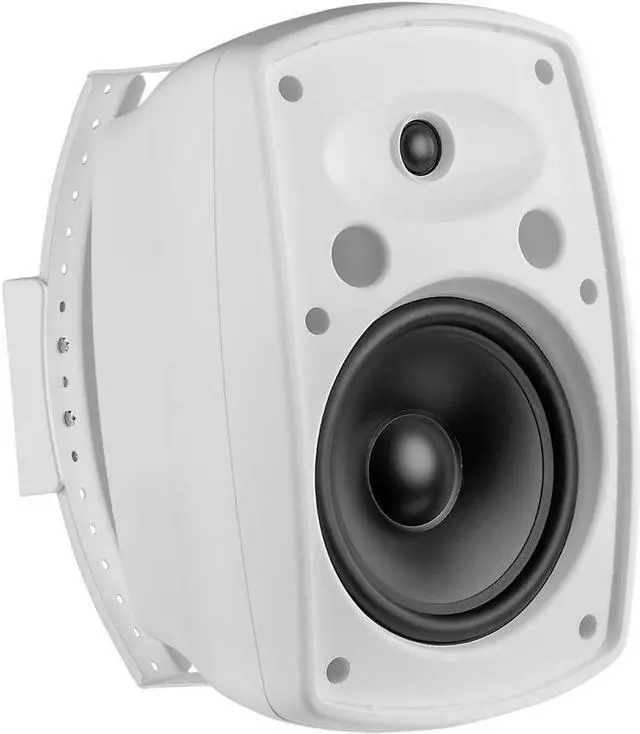 Alt view image 2 of 5 - OSD 8" Outdoor Patio Speaker Pair 200W, Full Motion Bracket, Weatherproof IP54 Rated, Aluminum Grilles, White AP850
