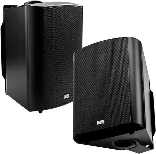 Main image of OSD 8" Outdoor Patio Speaker Pair 180W, Weatherproof IP54 Rated Aluminum Grilles, Black AP840