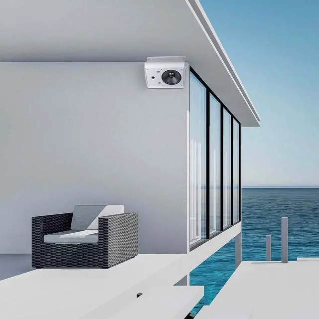 Alt view image 4 of 5 - OSD 8" Outdoor Patio Speaker Pair 180W, Weatherproof IP54 Rated Aluminum Grilles, White AP840