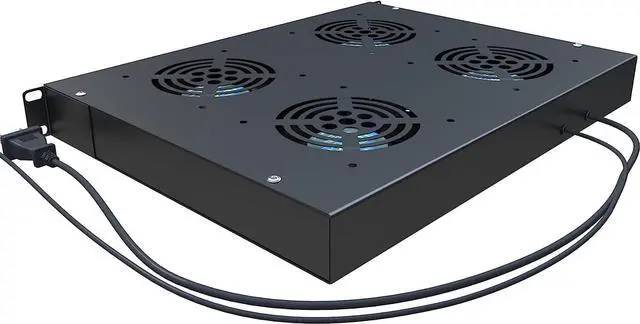 Alt view image 4 of 5 - Rack Mount Fan - 4 Fans Server Cooling System - 1U 19" Rackmount Cabinet Panel w/Adjustable Temperature Control (Heat Monitor - Digital Display) Alarm Sensor (Overheat Air Flow Exhaust) Tupavco