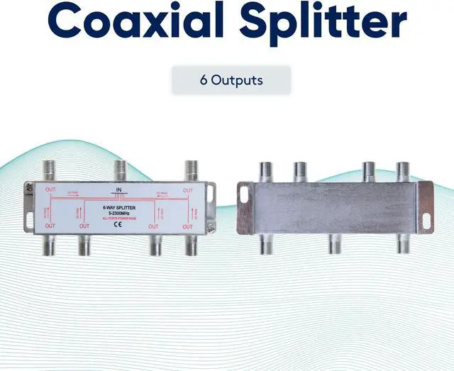 Main image of Power Pass Coaxial Splitter 6 Way TV 5-2300MHz Satellite RG6 RG59 Cable