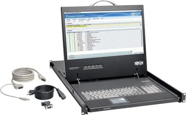 Alt view image 2 of 5 - Tripp Lite Rack Console 1URM DVI, VGA for KVM Switch, 19" LCD 1080p Rack-Mount TAA (B021-000-19-HD2), black