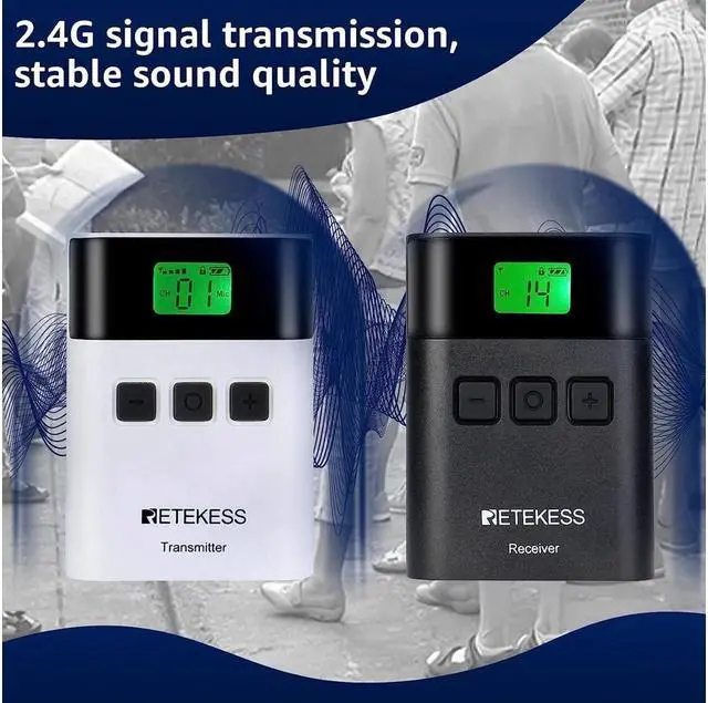 Alt view image 3 of 7 - Retekess TT122 Tour Guide Audio system, Translation Headset, Interpretation Equipment with Handheld 48 Slot Carry Bag, for Church, Factory, School (2 Transmitters 48 Receivers)