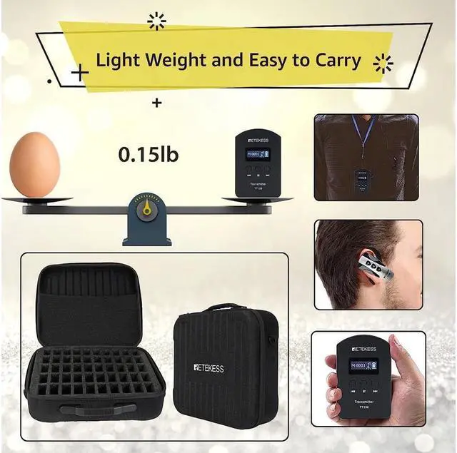 Alt view image 2 of 7 - Case of 2 Transmitter and 50 Receivers, Retekess TT106, Tour Guide System with Portable 50 Slot Storage Bag, Simultaneous Interpreting Church