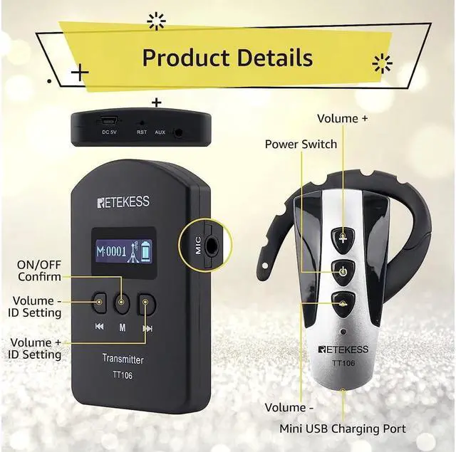 Alt view image 3 of 7 - Case of 2 Transmitter and 50 Receivers, Retekess TT106, Tour Guide System with Portable 50 Slot Storage Bag, Simultaneous Interpreting Church