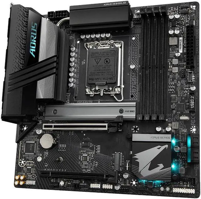 Alt view image 4 of 6 - GIGABYTE B760M AORUS Pro AX (LGA 1700/ Intel/ B760/ M-ATX/ DDR5/ Dual M.2/ PCIe 4.0/ USB 3.2 Gen2X2 Type-C/Intel Wi-Fi 6E/ 2.5GbE LAN/Q-Flash Plus/PCIe EZ-Latch/Gaming Motherboard)