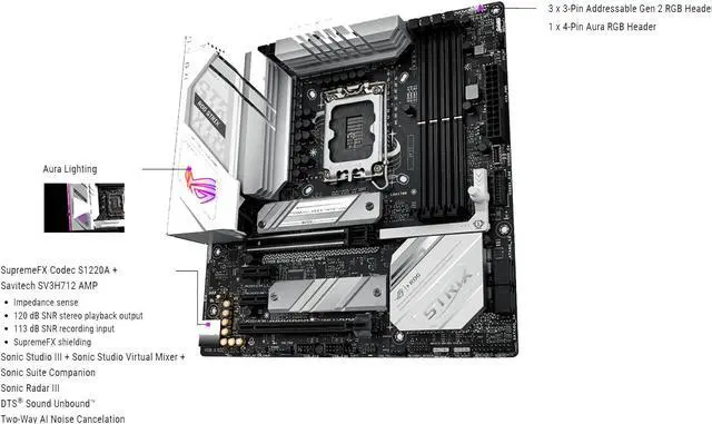 Alt view image 5 of 7 - ASUS ROG STRIX B760-G GAMING WIFI DDR5 Gaming Motherboard(Intel LGA1700 mATX ,4xDDR5,1xPCIe 5.0 x16, 2xM.2, 4 xSATA, USB3.2 Gen2x2 Type-C,1xHDMI, 1xDP,WiFi 6E 2.5Gb Ethernet, Aura Sync)