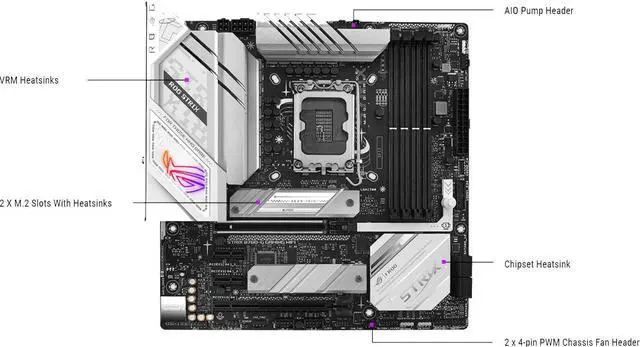 Alt view image 4 of 7 - ASUS ROG STRIX B760-G GAMING WIFI DDR5 Gaming Motherboard(Intel LGA1700 mATX ,4xDDR5,1xPCIe 5.0 x16, 2xM.2, 4 xSATA, USB3.2 Gen2x2 Type-C,1xHDMI, 1xDP,WiFi 6E 2.5Gb Ethernet, Aura Sync)