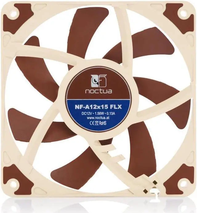 Alt view image 3 of 6 - Noctua NF-A12x15 FLX, Premium Quiet Slim Fan, 3-Pin (120x15mm, Brown)