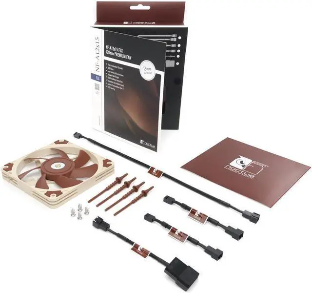 Alt view image 4 of 6 - Noctua NF-A12x15 FLX, Premium Quiet Slim Fan, 3-Pin (120x15mm, Brown)