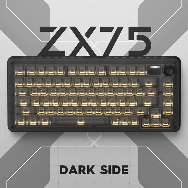 iQunix ZX75 Dark Side RS 75% RGB Mechanical Keyboard with Volume Knob, 81  Keys Hotswap TTC Goldpink Switches Wireless Keyboard, Supports Bluetooth 