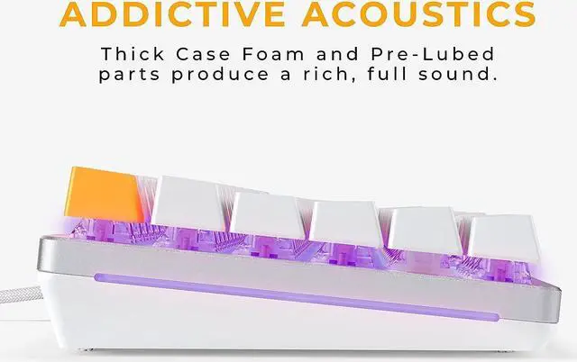 Alt view image 4 of 7 - Glorious GMMK2 - Hot Swappable Mechanical Keyboard - White - 96% Full Size Wired Keyboard - Low-Profile - Cherry Mx Style Switches - Double Shot Keycaps & Linear Switches - PC Gaming Setup Accessories