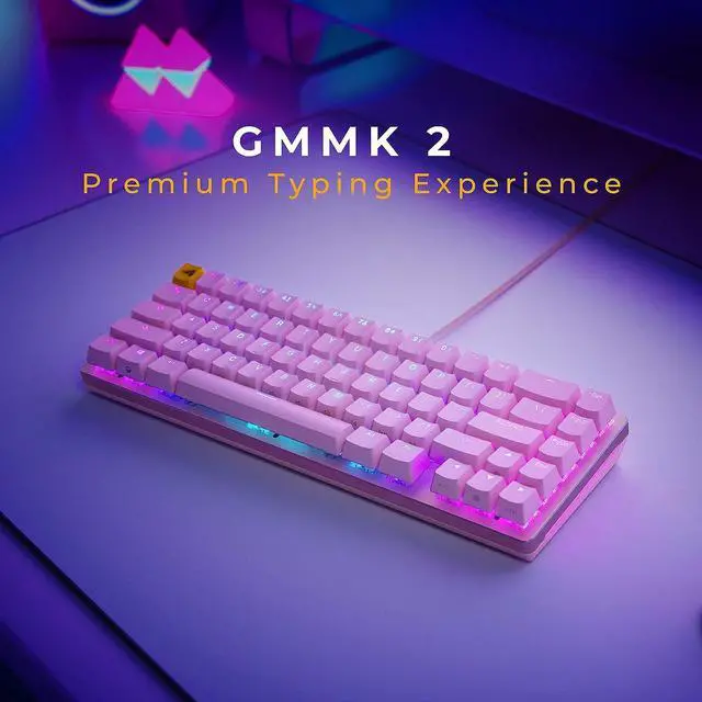 Alt view image 2 of 7 - GLORIOUS Gaming - Cute Keyboard - Pink - TKL Mechanical - Custom 65% Keyboard - Compact Low-Profile - Hotswap w/Cherry Mx Style - Double Shot Keycaps & Linear Switches - PC Gaming Setup Accessories