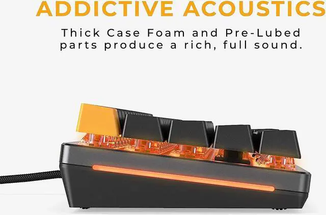 Alt view image 4 of 7 - GLORIOUS Cute 65% Gaming Keyboard - Black - TKL Mechanical - - Compact Low-Profile - Hotswap w/Cherry Mx Style - Double Shot Keycaps & Linear Switches - PC Gaming Setup Accessories