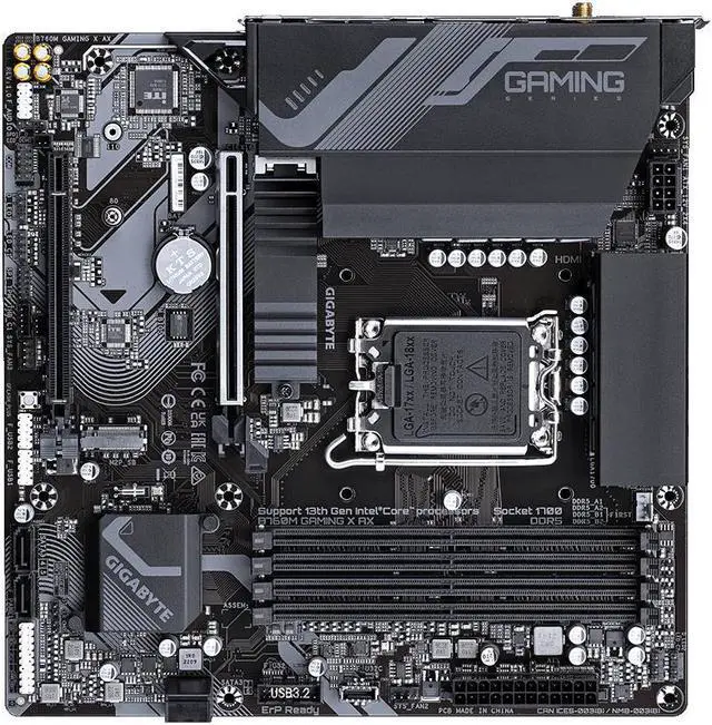 Alt view image 4 of 12 - GIGABYTE B760M GAMING X AX DDR5 (LGA 1700 Intel B760 M-ATX Motherboard with DDR5, Dual M.2, PCIe 4.0, Front USB 3.2 Gen 2 Type-C, 2.5GbE LAN, Q-Flash Plus, PCIe EZ-Latch)