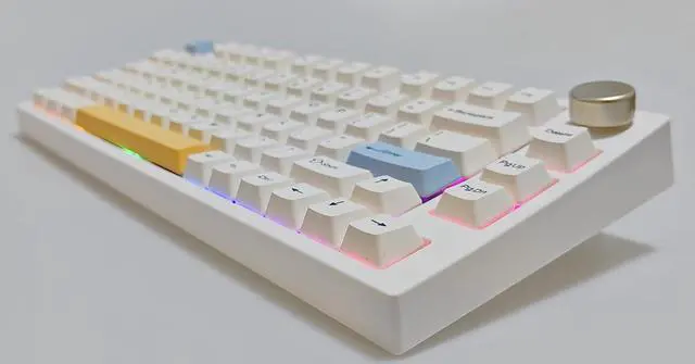 Alt view image 4 of 7 - KEYDOUS Wireless Mechanical Keyboard with Knob Bluetooth 5.0/2.4G/Wired Connection 75% Hot Swappable Custom RGB Programmable Gaming Keyboard with PBT Keycap for Win Mac-Gateron Pro Milky Yellow Switch