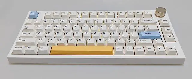 Alt view image 3 of 7 - KEYDOUS Wireless Mechanical Keyboard with Knob Bluetooth 5.0/2.4G/Wired Connection 75% Hot Swappable Custom RGB Programmable Gaming Keyboard with PBT Keycap for Win Mac-Gateron Pro Milky Yellow Switch