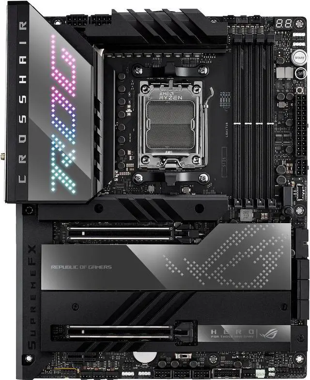 Alt view image 2 of 5 - ASUS ROG Crosshair X670E Hero (WiFi 6E) Socket AM5 (LGA 1718) Ryzen 7000 Gaming Motherboard(18+2 Power Stages,PCIe® 5.0, DDR5,5xM.2 Slots,Front-Panel USB 3.2 Gen 2x2, USB4®, Wi-Fi 6E)