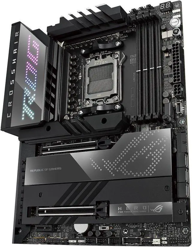 Alt view image 4 of 5 - ASUS ROG Crosshair X670E Hero (WiFi 6E) Socket AM5 (LGA 1718) Ryzen 7000 Gaming Motherboard(18+2 Power Stages,PCIe® 5.0, DDR5,5xM.2 Slots,Front-Panel USB 3.2 Gen 2x2, USB4®, Wi-Fi 6E)
