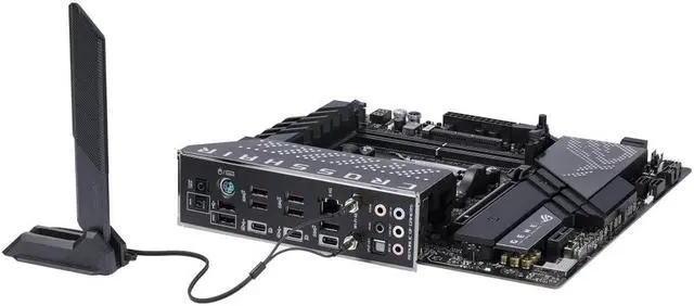 Alt view image 6 of 7 - ASUS ROG CROSSHAIR X670E GENE (AM5, AMD X670,micro-ATX ,DDR5, 3 x M.2 slots 4 x SATA
6Gb/s ports, 2.5Gb Ethernet ,Wi-Fi 6E, USB 3.2 Gen 2 Type-C USB4, EZ Flash ,Aura Sync )